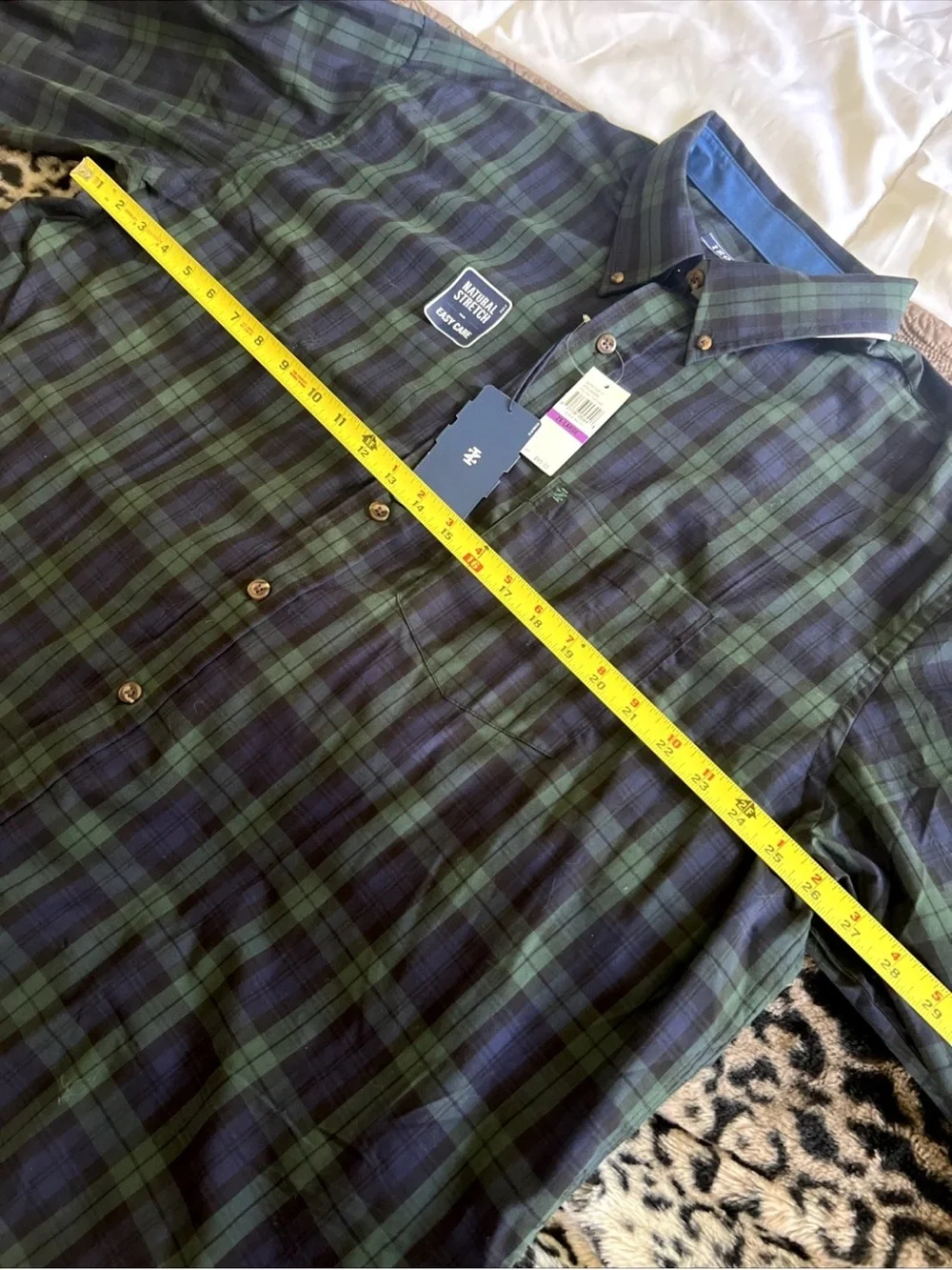 Izod Green & Navy Plaid Button-Down Shirt